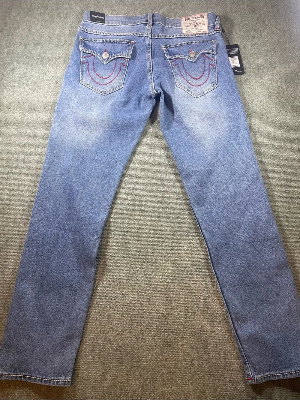 True Religion Men's Slim Geno Jeans in Light Blue Wash
